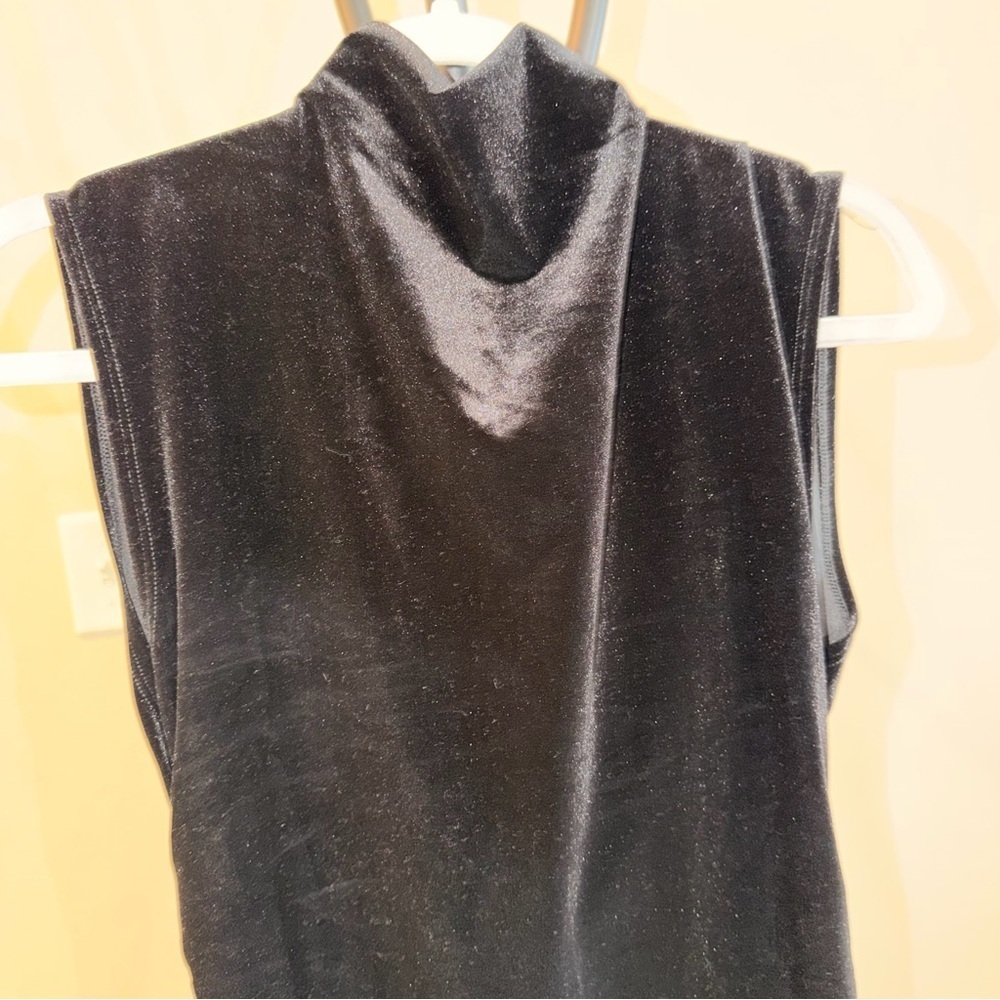 Dee Elly Black Velvet Mini Dress Sleeveless Mock Neck Party Holiday NWOT- Size L - Picture 2 of 6